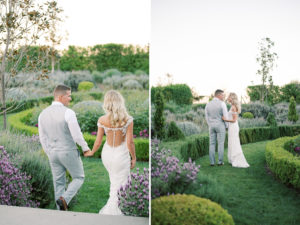 /sunset photos with bride and groom 